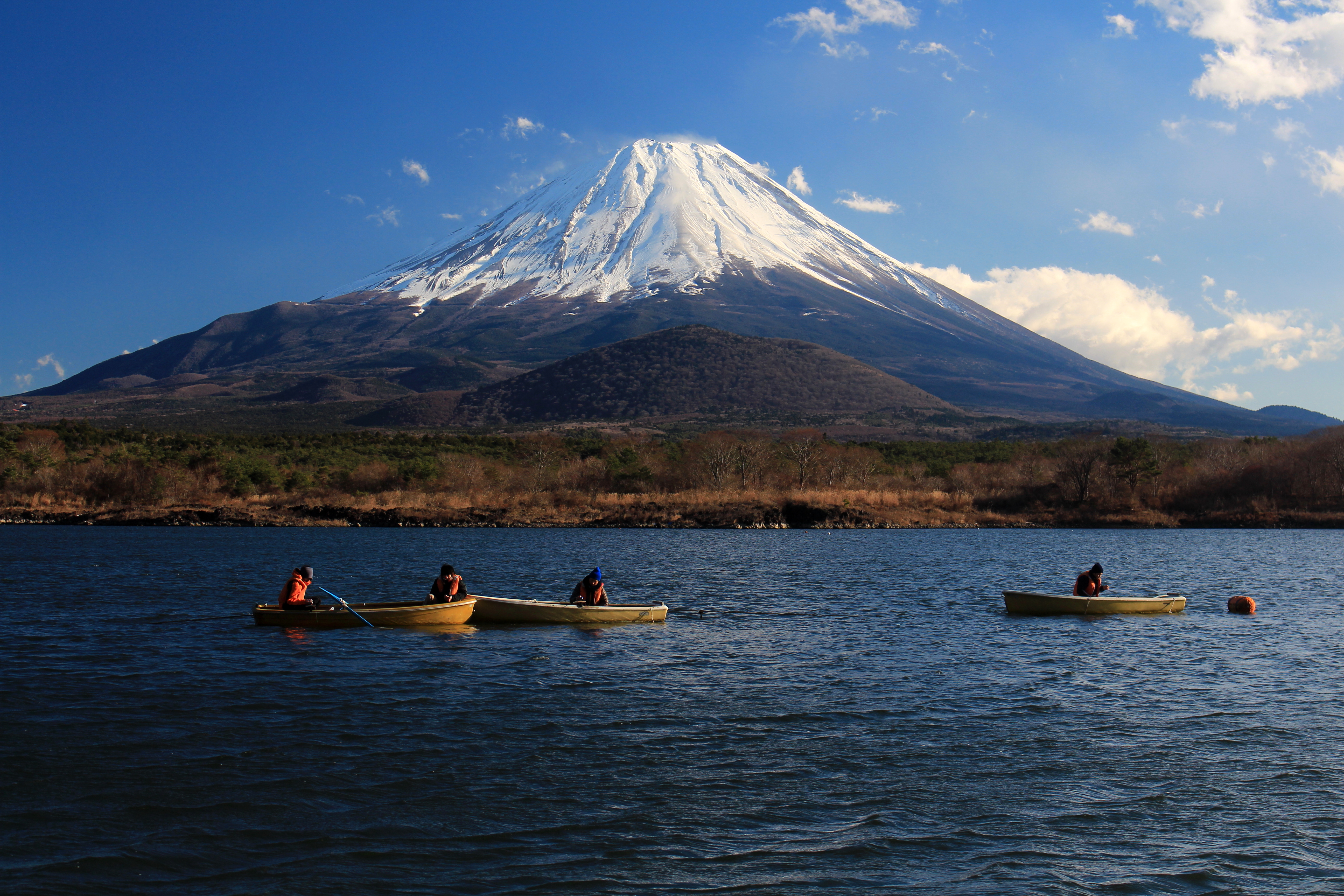 Mount Fuji rising above Lake Shoji